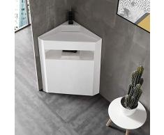 Lavabo freestanding ad angolo TWZ70 di pietra solida (Solid Stone) - bianco opaco - 50 x 50 x 90 cm