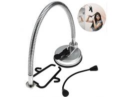 Tourwin Creative Porta Asciugacapelli Girevole a 360°, Supporto con Ventosa,Scaffale Asciugacapelli Ventilatore Pieghevole in Acciaio INOX