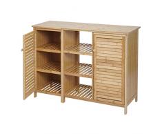 Mendler Arredo Bagno Serie HWC-B18 Legno Bambu a listelle armadietto 2 Ante 87x99x33cm