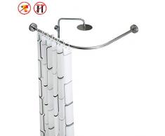Fuao Asta Doccia per Tende, Asta Tenda Doccia Angolo, Asta Telescopica Doccia Corta Ma Regolabile in Lunghezza, Asta Tenda Doccia in Acciaio, Lucidatura70-95cm