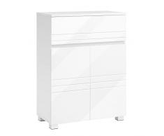 VASAGLE Armadietto da Bagno, Mobile da Bagno con Cassetto e Doppia Anta, Ripiano Regolabile, Mobiletto Multiuso per Corridoio Ingresso, 60 x 30 x 80 cm, Bianco BBK140W01