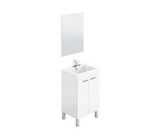 Dmora Mobile sottolavabo da Terra, Ante battenti e Due Ripiani Interni, Color Bianco Lucido, cm 50 x 80 x 40
