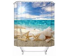 DAFENP Tende da Doccia Impermeabile Anti-Muffa Resistente Tessuto 180 x 180 cm 8 Anelli per Tende Doccia per Vasca da Bagno (style16-1)