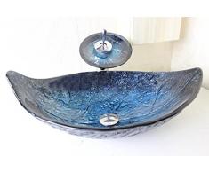 &zhou Blu lavabo foglia / lavaggio pentole bacino / mano / bacino di arte / lavandino in vetro temperato