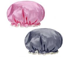 Rovtop 2 Pezzi Cuffia per Doccia Impermeabile, per Cucina, SPA, Doccia, Rosa e Grigio