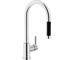 Nobili Rubinetterie AB87137/1CR ABC Miscelatore per Lavello Doccia, Estraibile, a Monogetto, con Impugnatura Nera, Cromo