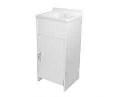 Inbagno Mobile lavatoio salvaspazio in PVC con lavabo in resina Bianco Kit scarico incluso (43x35)