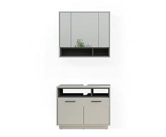 Vicco Beatrice - Set di mobili da bagno, mobiletto da bagno, mobile da bagno, mobiletto a specchio, armadietto alto (grigio antracite, set 1)