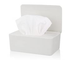 Porta Salviette Umidificate, Scatola Dispenser per Fazzoletti e Salviette umide per Neonati con Coperchio, Antipolvere Tovagliolo Scatola Portaoggetti per Casa, Office, Auto (Bianco)