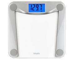 Vitafit Bilancia pesapersone digitale, Da Oltre 20 Anni Offriamo Tecnologia di Alta Precisione Per La Bilancia, Grande display a LCD, 180kg, Argento