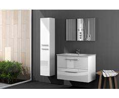 FORES MOBILE BAGNO PENSILE ARUBA 2 CASSETTI 80X45X57H COMPLETO DI SPECCHIO CM. 80