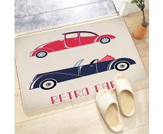 Tappetino da Bagno Antiscivolo,Automobili, Auto depoca Convertibili Veicoli urbani Classici Roadster, Corall,Tappetini per Il Bagno Vasca Doccia WC Tappeto da Terra in Microfibra Assorbente 60x100 cm