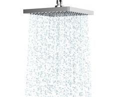 Hibbent Soffione Doccia a Pioggia, 8 Pollice (20x20cm), Docce Fisso Quadrato in Acciaio Inox, Soffione Doccia Grande Anticalcare ad Alta Pressione, Angolo Regolabile e Girevole,Cromo