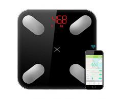 CFFDDE Bilancia Smart, Bilancia pesa Persone, Bilancia pesapersone Bluetooth Smart con App per Smartphone, Vetro temperato, con Angoli arrotondati, per Il Fitness Tracker per dimagrire,Black