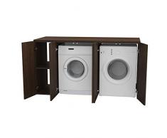 Ve.Ca. Mobile lavanderia con ante Riga 175 cm in legno, copri lavatrice/asciugatrice, diversi colori, anche su misura, bagno (Wenge)