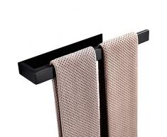 Biutimarden Portasciugamani Da Parete 35cm Acciaio Inox Barra Portasciugamani Cucina Camera da Letto Accessori Bagno Finitura Cromata Porta Salviette Portasciugamani (Autoadesivo, Nero)