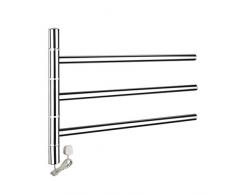 YYBD Scalda-Asciugamani Girevole Scaldasalviette a 3 Barre Appendiabiti da Bagno Portasciugamani Supporto a Parete Finitura Spazzolata Acciaio Inossidabile 304 Salvaspazio