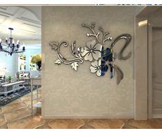 Wall Sticker Adesivi Murales Carta da Pareti ¡°Fiori Specchio¡± Decorazione Murali da Parete