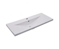 vidaXL Lavabo da Incasso con Foro di Trabocco Moderno Elegante Lavandino Lavello Sanitari Bagno Toilette 101x39,5x18,5 cm in Ceramica Bianco