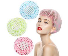 Cuffia doccia 3 Pezzi, Riutilizzabile Impermeabile Cuffia da Bagno Donna Elastica Grande Showe Caps, Donne Capelli Protezione per Donna Doccia Spa Salon Bagno Uso Domestico
