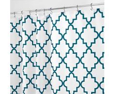 mDesign Tende bagno con azione anti-muffa ? Tende per doccia con motivo classico ? Tenda per vasca da bagno impermeabile ? Verde smeraldo