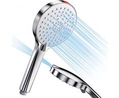 Soffione Doccia Anticalcare Alta Pressione Doccia - SREWOHS Risparmio idrico doccia soffione 5 funzioni getto con potente modalità getto per pulire piastrelle, bagno,Universale+ABS 8l/min Cromato