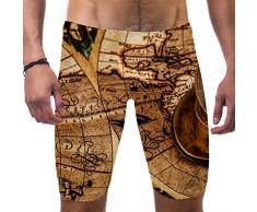 VBFOFBV Costume da Bagno da Uomo per Allenamento Atletico Costume da Bagno Durevole per la Squadra Competizione per Il Nuoto in Vasca,Mappa dEpoca