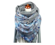 Sciarpa calda scalda collo sciarpa invernale da donna Xxl sciarpa blu moda inverno Natale stampa pulsante morbido avvolgente scialli caldi scialli da tavola salviette, Blu, Taglia unica