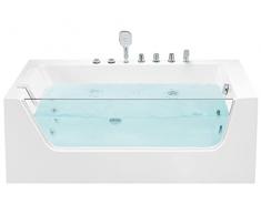 Vasca Idromassaggio Angolare Sinistra in Acrilico Bianco e Pannello in Vetro 170 cm Puquio