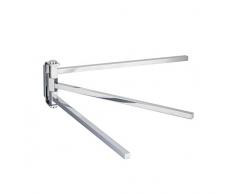 Gancio girevole portasciugamani, 3-bar pieghevole braccio girevole per cucina/bagno, ottone, cromo lucido, Beelee BA1203
