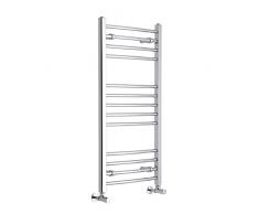 Hudson Reed Eco Scaldasalviette Curvo Moderno di Design Verticale - Termoarredo Bagno Contemporaneo a Scaletta - Acciaio al Carbonio Cromato - 304W - 1000 x 500mm