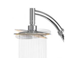 Nokeso Soffione Doccia Rotondo, Spray Superiore Rotante Da 360 + Doccetta Telefono Grande A Due Usi, Doccia A Pressione In Acciaio Inox, Docce Fisso Ultra Sottile - 15CM