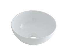 Hudson Reed Ashbury Lavabo d'Appoggio Rotondo per Bagni - Lavandino Bagno con Design Moderno - Ceramica Bianca - Senza Fori per la Rubinetteria - Ø320 x 130mm