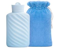 Borsa Acqua Calda Microonde con Coperchio(1 Litro), MEETRUE Borsa Acqua Calda in Silicone Borsa Dellacqua Calda per Ridurre Dolori Muscolari, Dorsali e Mestruali, Regalo per Donne Ragazze Anziani