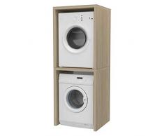 Ve.Ca. Mobile colonna Coprilavatrice, in legno, copri lavatrice/asciugatrice, diversi colori, anche su misura, lavanderia arredo bagno (Rovere rock)
