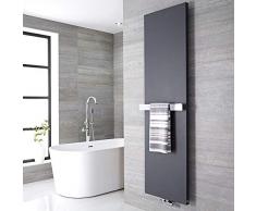 Hudson Reed Rubi Radiatore Termoarredo di Design Verticale Moderno - Termosifone con Finitura in Antracite - Design a Piastra Radiante - 1800 x 600mm - 1404W - Include 1 x Porta-Salviette