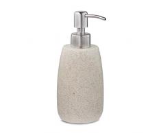 Relaxdays Dispenser di Sapone, 300ml, Portasapone Ricaricabile Manuale, Accessorio Home Bagno & Cucina, Rotondo, Sabbia, Beige, 1 pz