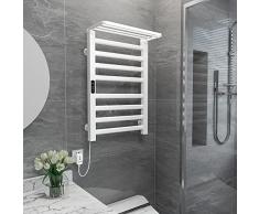 SKYLYZH Portasciugamani Elettrico, Scaldasalviette, 450x700mm Radiatore da Bagno Elettrico, Scaldasalviette Elettrico Bagno, Radiatore Scaldasalviette, Portasciugamani da Parete, Antracite-White Left