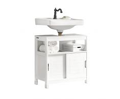 SoBuy Mobile sottolavabo per alcuni lavandini su piedistallo con due antine scorrevoli e ripiano bianco FRG128-W