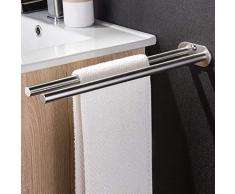 ZUNTO Bagno Porta Salviette da Parete Acciaio Inox Portasciugamani 40cm 2 Bracci