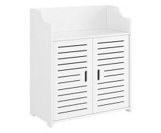 [en.casa] Armadietto da Bagno a Terra con 2 Ante 72 x 60 x 32 cm Mobiletto da Stoccaggio Ripostiglio da Bagno con Sportello di Design - Bianco