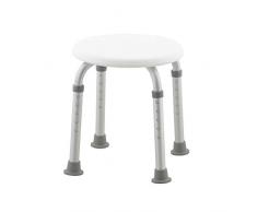 Mobiclinic, Faro, Sgabello bagno, Sgabello doccia regolabile in altezza, Piedini antiscivolo, Bianco