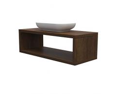 Mensola lavabo con vano portaoggetti, anche su misura, in 9 diverse colorazioni design 100% made in italy, incluse staffe a scomparsa, per bagno e lavabi dappoggio (Wengè, 80x50 cm - h 38 cm)