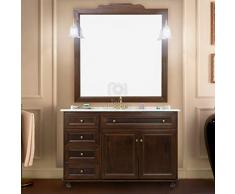 Shop Chic Mobile da bagno con specchiera e top in marmo classico color noce 120 cm