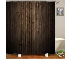 NODATE Tenda da Doccia Assi di Legno Depoca Tenda Doccia 120x180 cm Antimuffa Assi di Legno Depoca Tende da Doccia in 3D Stile Country Tenda Vasca da Bagno Poliestere Tessuto Impermeabile con ganci