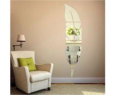 OurKosmos® Feather acrilico DIY 3D parete Specchio salone della casa di Bagno Decal Murales Wall Sticker (argento)