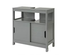 SoBuy Mobile sottolavabo per Bagno con Due antine scorrevoli e ripiano L60*P30*A61 cm Grigio FRG128-SG…