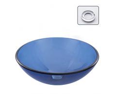 APENCHREN Lavabo da Appoggio Blu Trasparente,Bacino della Nave da Bagno,Ciotola di Vetro Moderna Semplice Creativa,Forma Multipla Opzionale,B