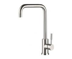 Rubinetti per vasca Rubinetto da cucina Rubinetto da cucina Rubinetti per lavello da cucina monocomando in acciaio inossidabile di utilità commerciale Nichel spazzolato Moderno caldo e freddo per