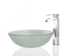 Lavabo rotondo in vetro smerigliato, 42 cm, con scarico incluso